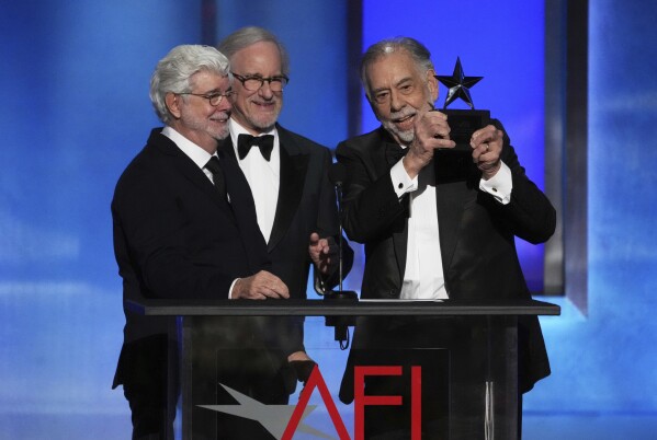 Francis Ford Coppola accepts AFI Life Achievement Award with tributes from  Spielberg, Lucas and more | AP News
