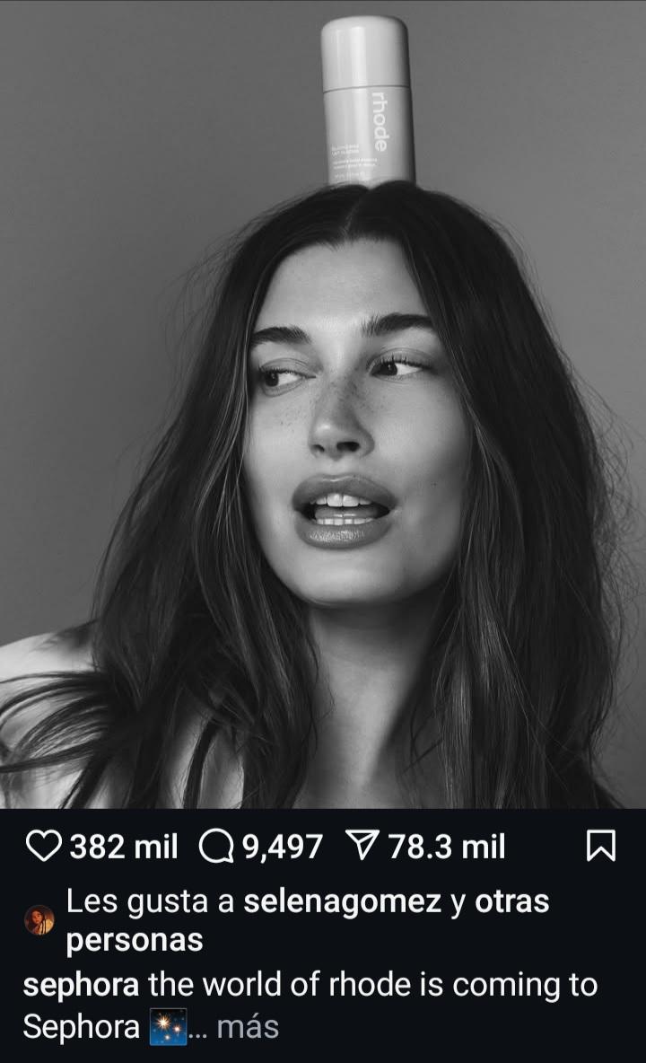 r/popculturechat - Selena Gomez shows support by liking Hailey Bieber's Sephora announcement.